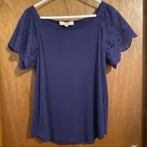 NWT LOFT navy jersey top, size L